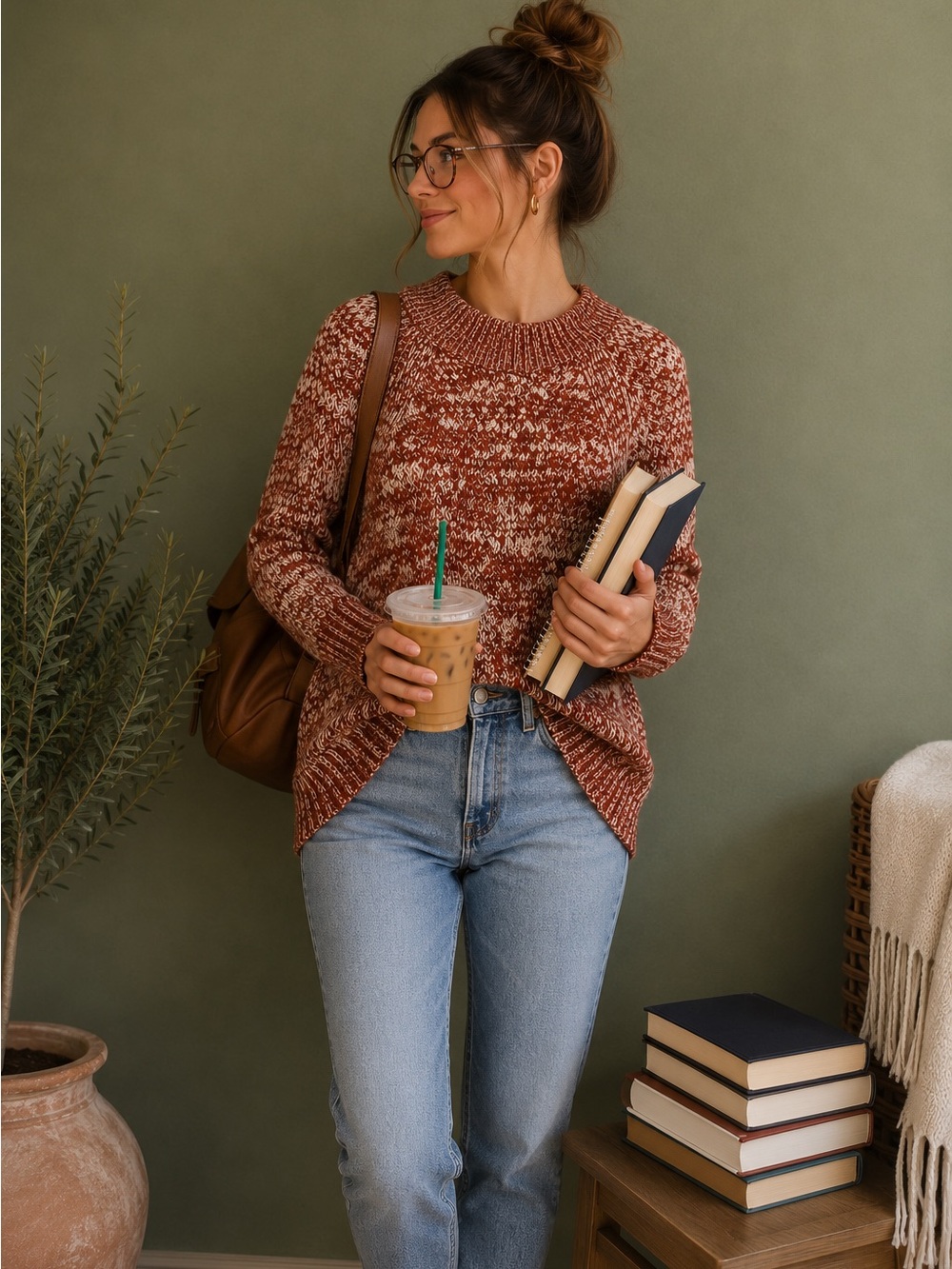 Universal Thread | Rust Knit Sweater | Medium | Cozy Fall Crewneck | Med